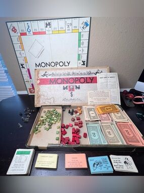 Vintage 1940s Monopoly White Box Game, Parker Trading Game, Grand Hotel Houses